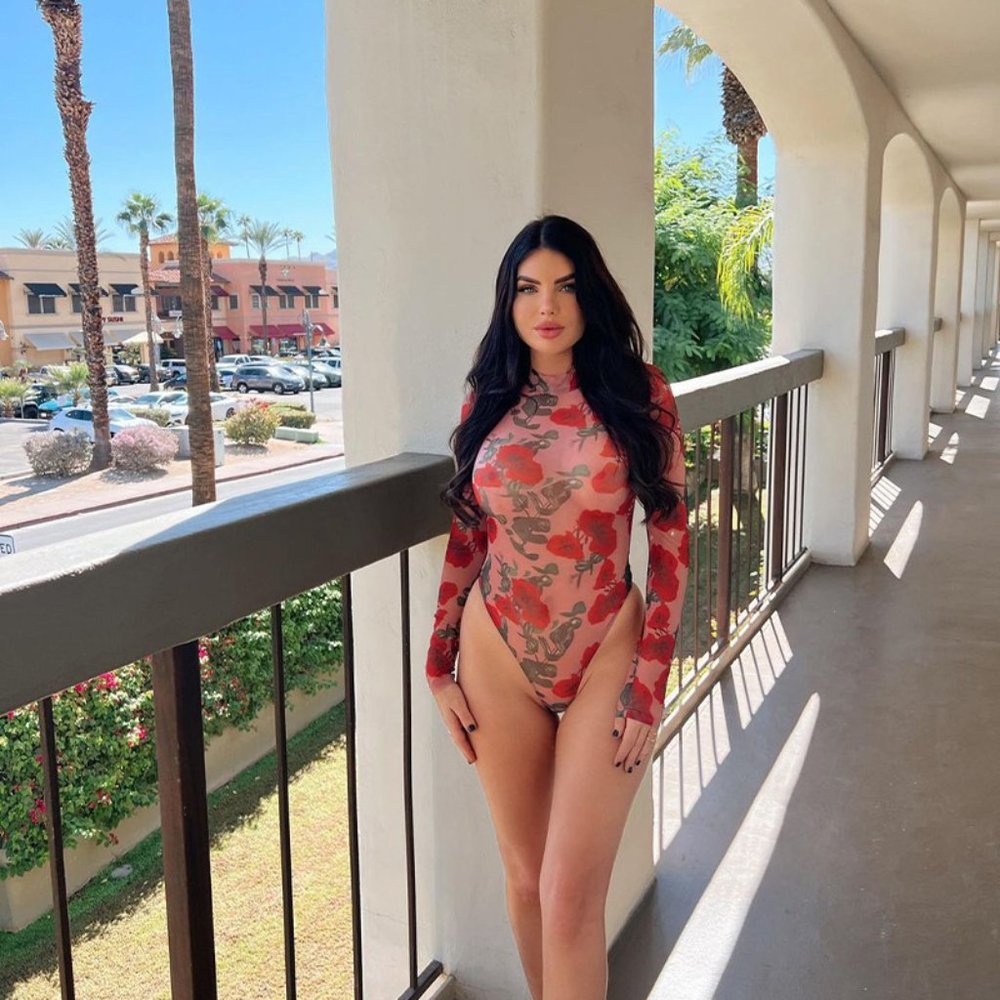 Mesh Rose Printed Long-sleeved Jumpsuit